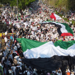 Aksi Damai Sumpah Pemuda Indonesia Bela Palestina di Depan Dubes AS